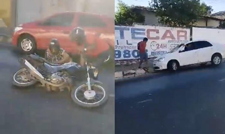 Pelo menos três motociclistas caíram na pista devido ao óleo derramado