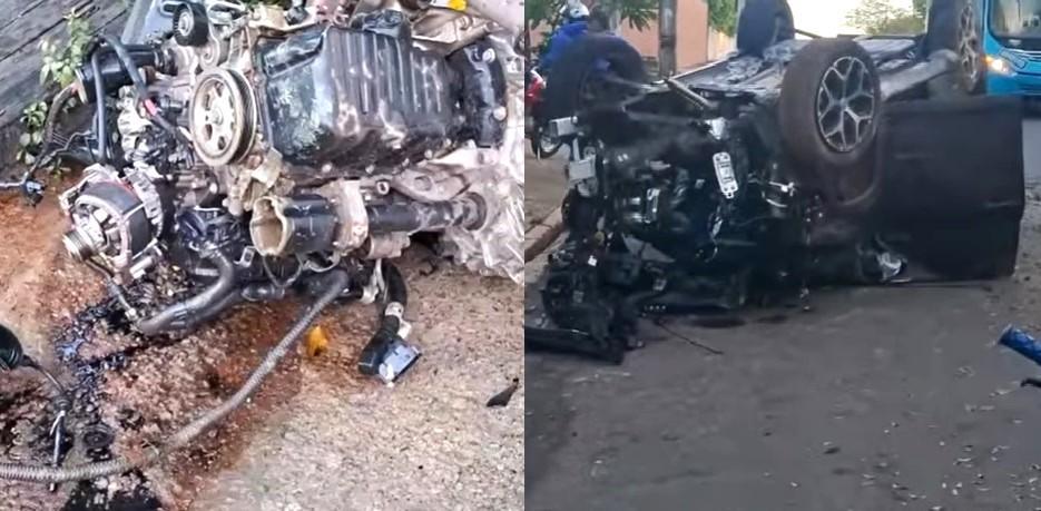Motorista perde controle do veículo e capota na avenida Zequinha Freire
