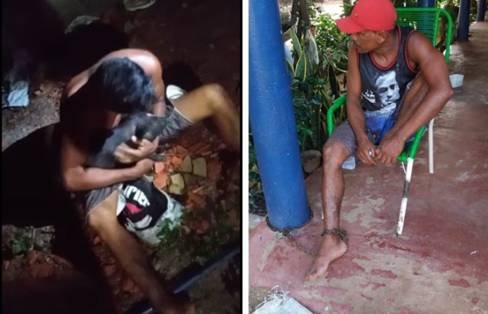 Suspeito de furtar porcos foi acorrentado