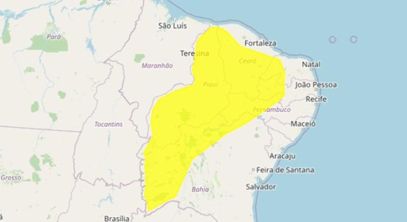 Tempo com chuva e vento em quase todo o Piauí