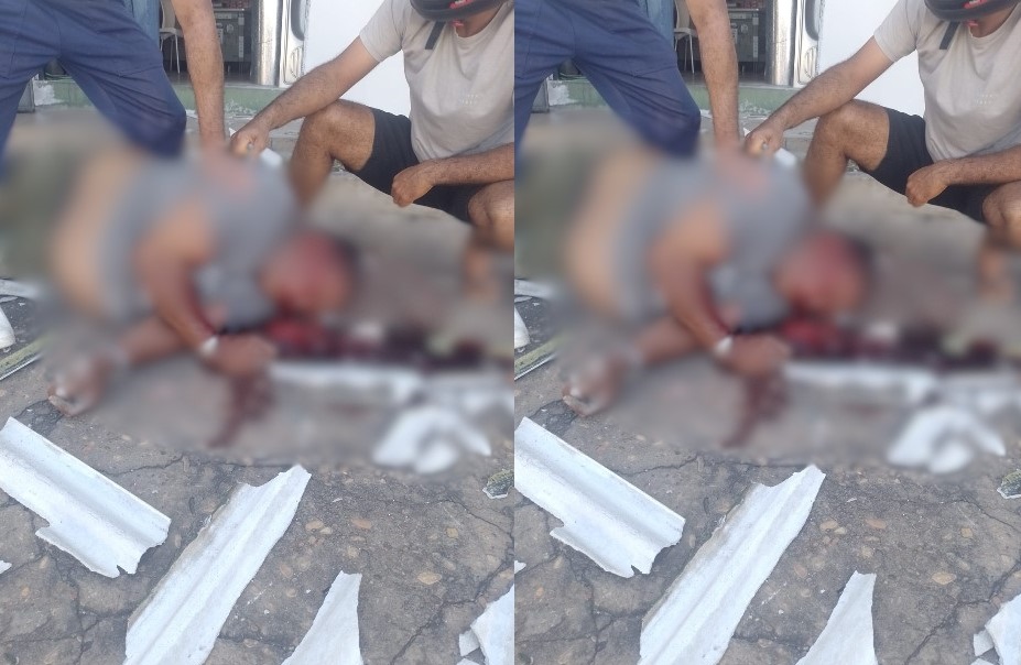 Ele estava fazendo reparos no teto da loja e a estrutura não suportou seu peso
