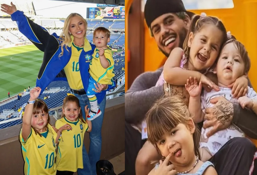 Virginia Fonseca e Zé Felipe com os filhos Maria Alice, Maria Flor e José Leonardo
