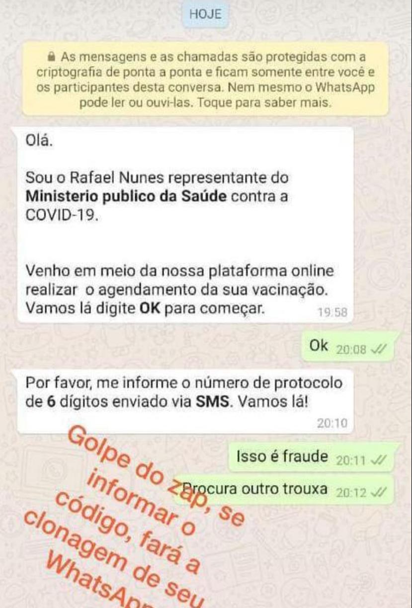 Mensagens falsas clonam os dados do whatsapp