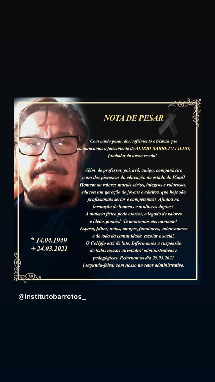 Professor Barreto foi mais uma vítima da Covid
