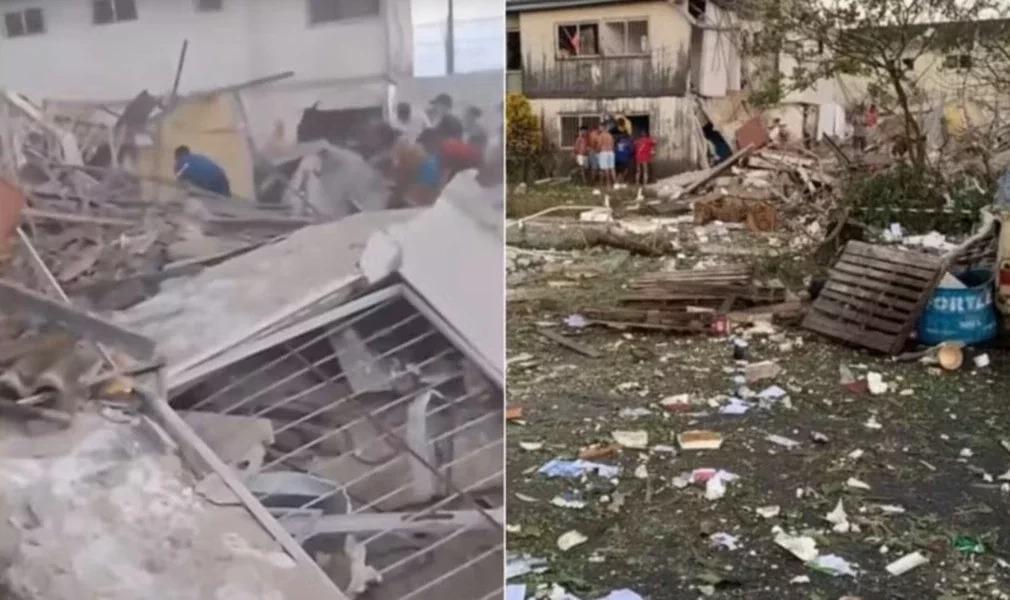 Local ficou completamente destruído, com escombros e móveis retorcidos espalhados pelas ruas próximas