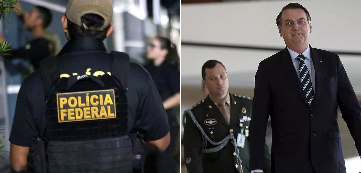 Polícia Federal e Mauro Cid com Jair Bolsonaro