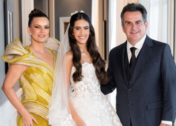 Ex-deputada Iracema Portella usou vestido com 20 mil cristais no casamento da filha