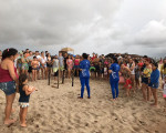 Soltura de filhotes de tartarugas marinhas em praia de Luís Correia