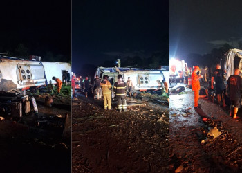 ​​Ônibus do cantor Núzio Medeiros tomba e deixa seis feridos em Teresina