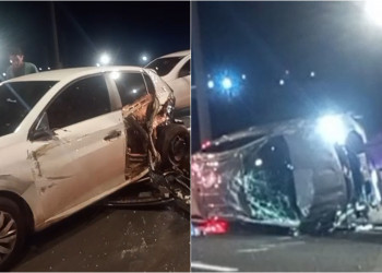 Acidente no viaduto da Miguel Rosa deixa motorista ferido; veja imagens