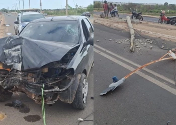Motorista derruba poste e deixa moradores sem energia na zona Norte de Teresina; vídeos
