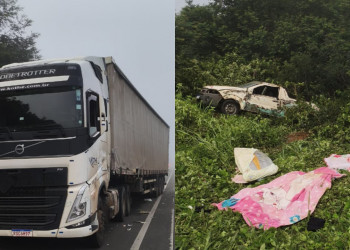 Idosa morre em acidente com ambulância de Monte Alegre na BR-135