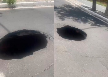 Cratera se abre na avenida Jockey Clube e interdita trecho ao lado do Riverside