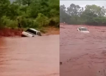 Carro com casal é arrastado por enxurrada no Piauí; veja vídeo