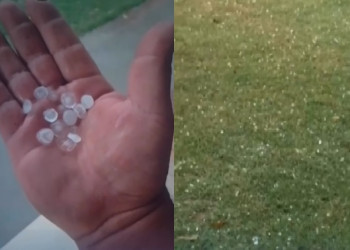 Chuva com granizo surpreende moradores de Baixa Grande do Ribeiro