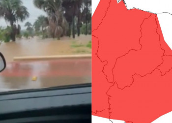 Riacho transborda após chuvas intensas no Sul do Piauí; estado está em alerta vermelho