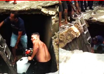 Vídeo: moto com três pessoas cai em cratera na Zona Sul de Teresina
