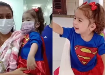 Bebê do Ceará que recebeu coração de criança do Piauí volta para casa vestida de heroína