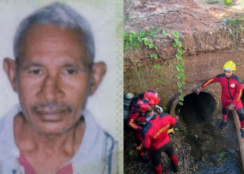 Homem desaparece ao cair em bueiro durante chuva em Teresina; bombeiros fazem buscas