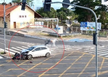 Câmera flagra momento da colisão violenta que matou motociclista na avenida Frei Serafim