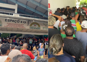 Tumulto, empurrões e até desmaio marcam abertura de bazar da Receita Federal em Teresina