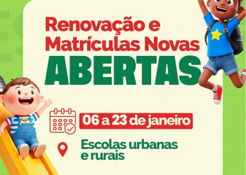 Abertas matrículas para o ano letivo de 2026 em São João do Arraial