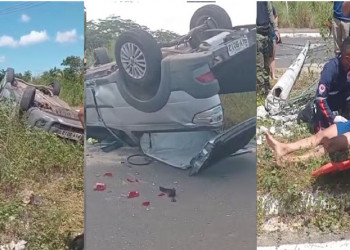 Carro com estudantes da UFPI capota e três ficam feridos próximo à universidade
