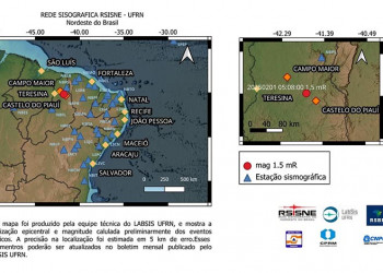 Tremor de terra atinge Castelo do Piauí; estação de Pedro II detectou abalo de 1.5 graus