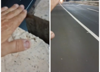 Vídeo mostra rachadura em mureta do Viaduto do Peixe em Teresina