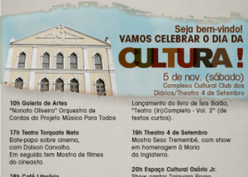 Dia da Cultura é comemorado neste sábado (5) com programação gratuita no Complexo Cultural Club dos Diários