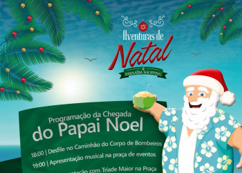 Decoração de Natal do Parnaíba Shopping inova com Papai Noel Surfista