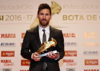 Messi recebe 4ª Chuteira de Ouro e agradece aos companheiros de time