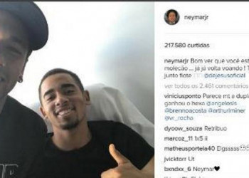 Neymar posta foto ao lado de Gabriel Jesus: 'Já, já volta voando'