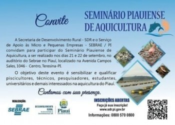 Seminário Piauiense de Aquicultura será realizado de 20 a 22 de setembro