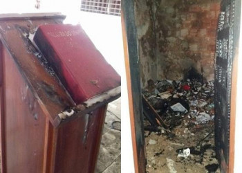 Bandidos roubam e incendeiam igreja católica em Floriano