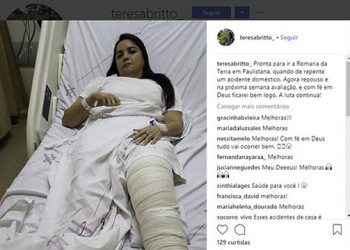 Teresa Britto sofre acidente e vai parar no hospital