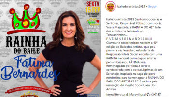 Fátima Bernardes será rainha em baile de carnaval do Recife