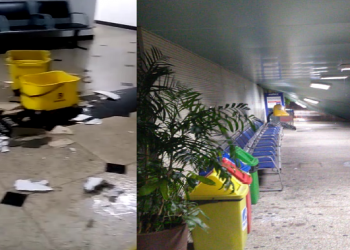 Chuva derruba parte de marquise do aeroporto de Teresina; vídeo