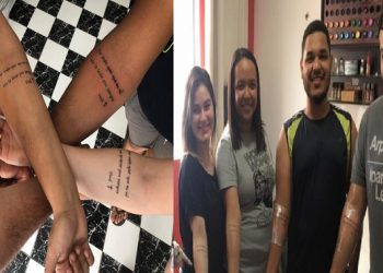 Netos de Bita do Barão fazem tatuagem para homenagear avô