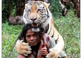 Homem e tigre são \'melhores amigos\', na Indonésia