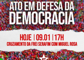 Movimentos sociais realizam ato em favor da democracia e contra golpistas em Teresina