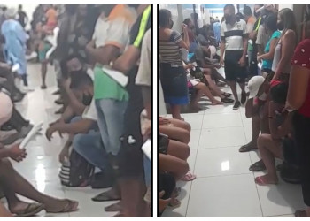 Vídeo mostra pacientes sentados no chão esperando atendimento na UPA do Promorar