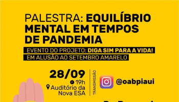 OAB-PI realiza palestra de encerramento do Setembro Amarelo