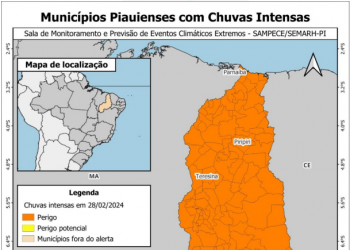 Inmet alerta para perigo de chuvas intensas no Piauí