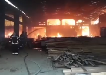 Madeireira pega fogo no Distrito Industrial de Teresina; bombeiros apagam chamas