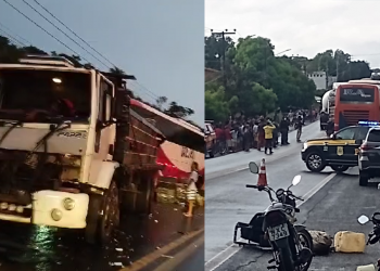 Ônibus de Turismo colide com  traseira de caminhão em Timon
