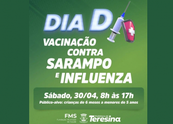 Sábado tem Dia D de Vacinação contra Gripe e Sarampo em Teresina; veja locais de vacinação