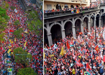 Vídeo: Lula e Alckmin arrastam multidão em caminhada em Porto Alegre