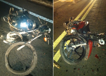 Colisão entre motos deixa dois mortos e um ferido grave