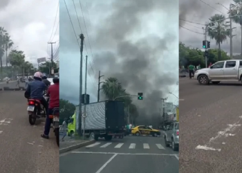 Vídeos: Motoristas e cobradores queimam pneus e bloqueiam Av. Maranhão